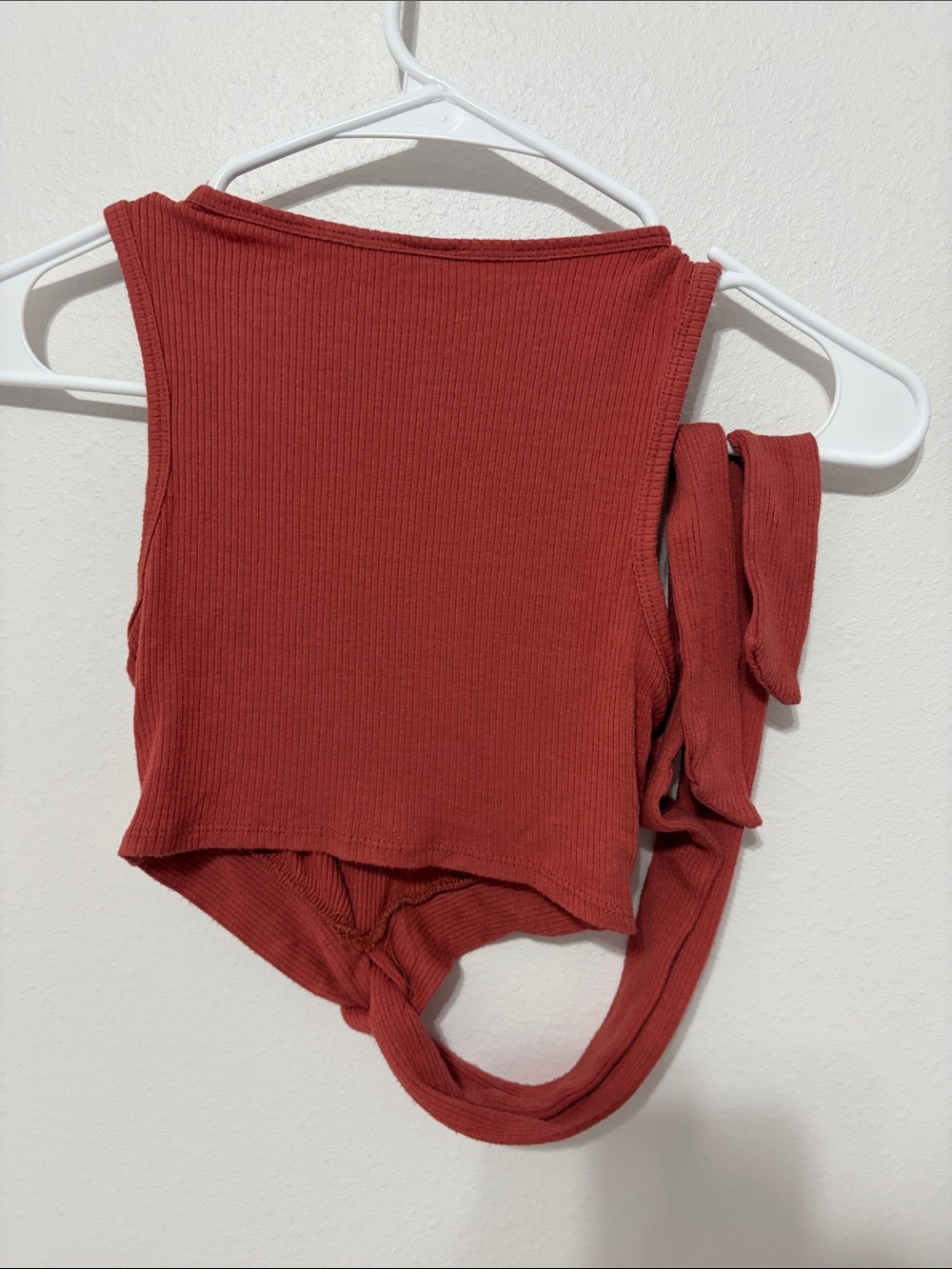 Windsor Ribbed Tie-Front Tank Top - Rust - Picture 3 of 4